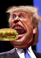 Trump Burger in Mouth DonkeyHotey